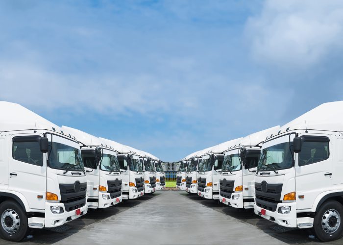 New truck fleet is parking at yard.